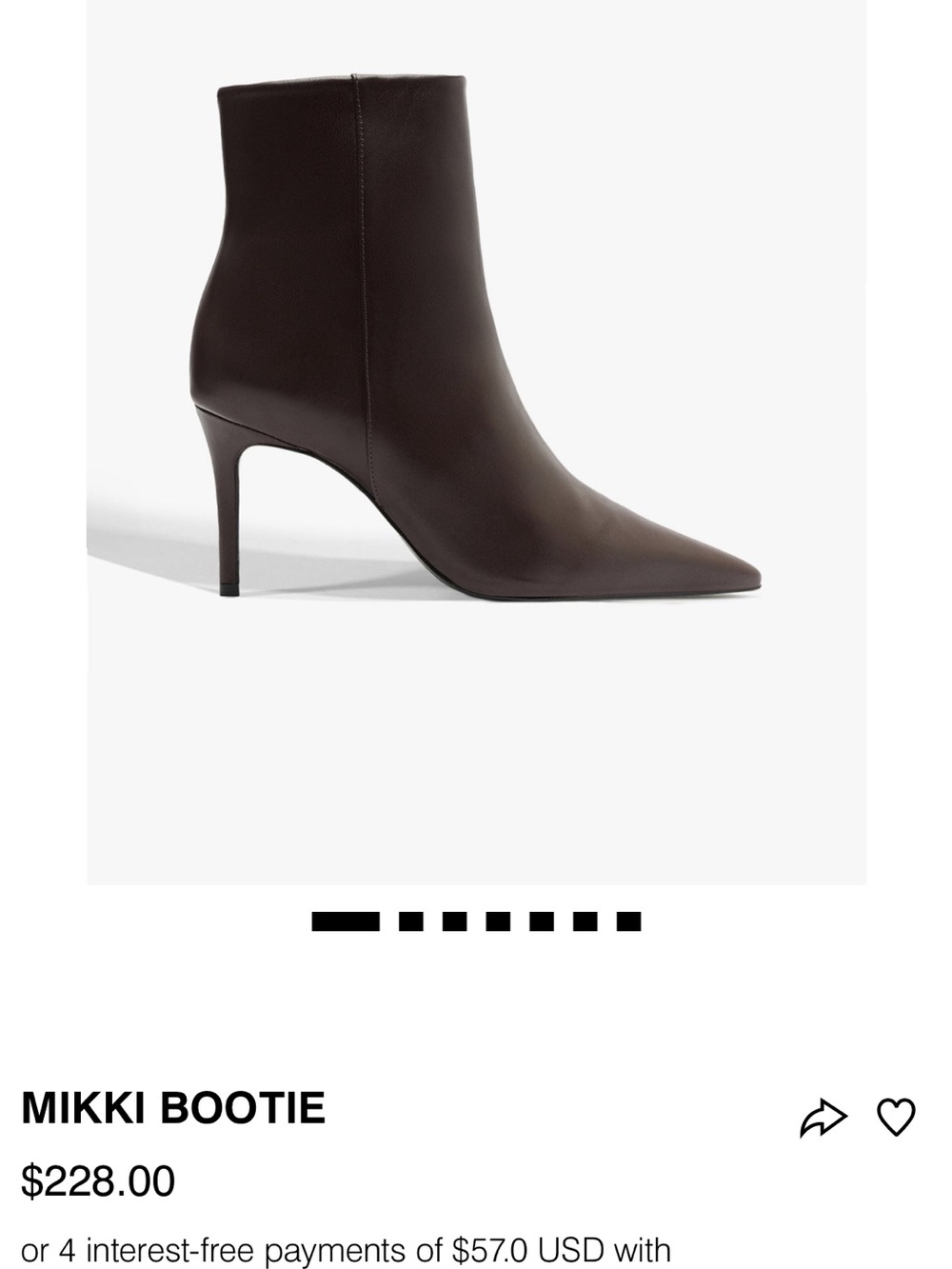 NWT Mikki Bootie - Dark Brown Pointed Leather Ankle Boot